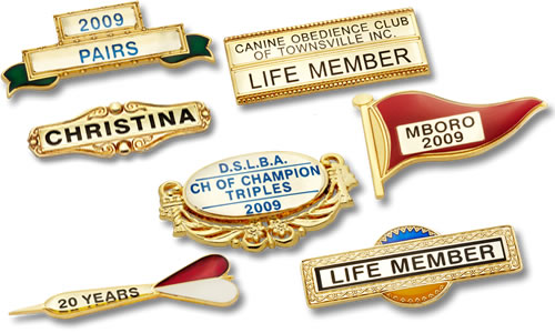 design metal name badge scroll brooches club badges at name